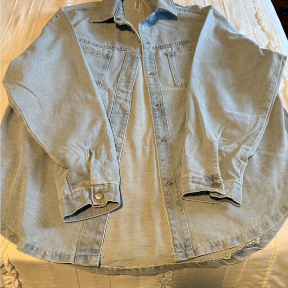 Women's Light Blue Button Down Shirt - Picture 3 of 5